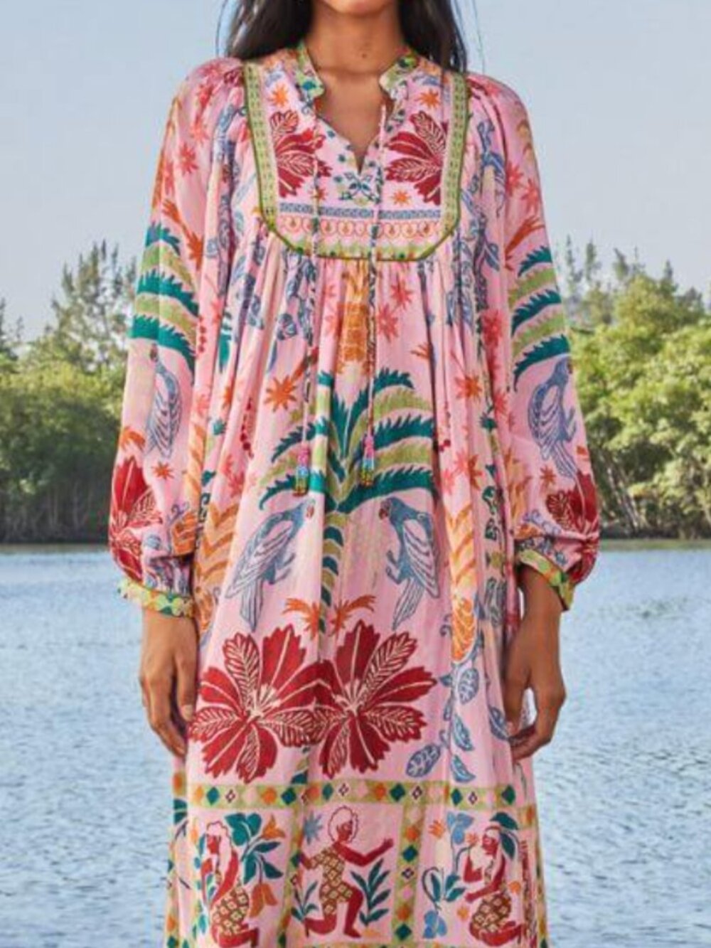 FARM Rio Fruits Queen Scarf Midi Dress XS